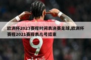 欧洲杯2023赛程时间表决赛足球,欧洲杯赛程2021赛程表几号结束